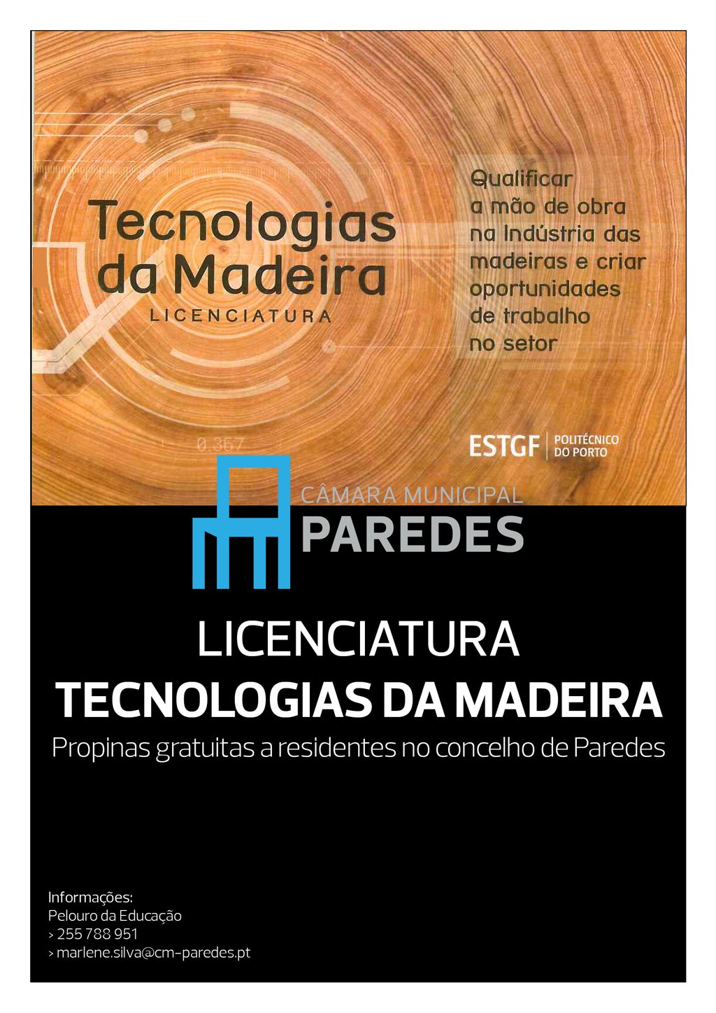 Câmara paga propinas a alunos de Paredes que optem pelo curso de Tecnologias da Madeira