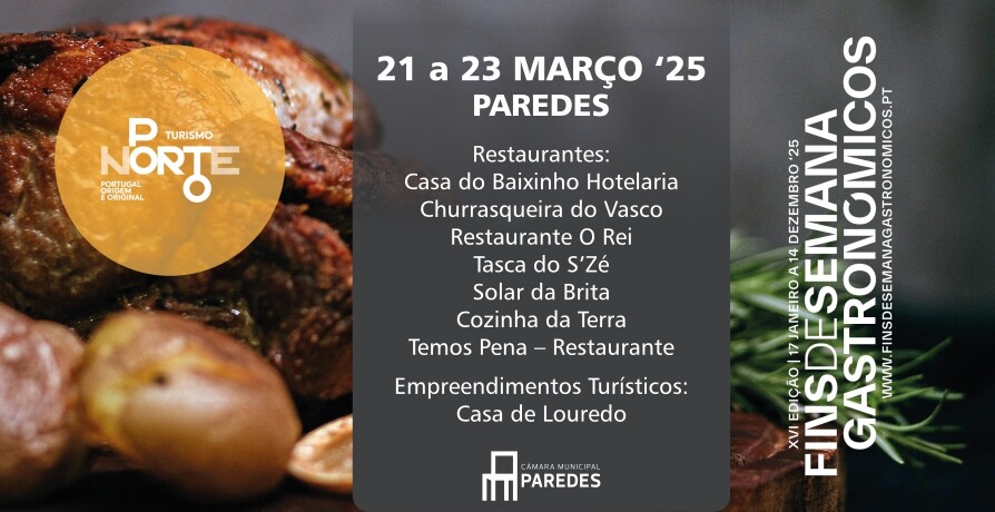 Fins de Semana Gastronómicos - 21 a 23 março 2025