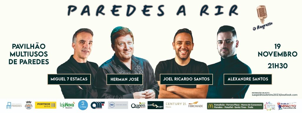 “Paredes a Rir”: Noite de comédia promete animar Pavilhão Multiusos de Paredes