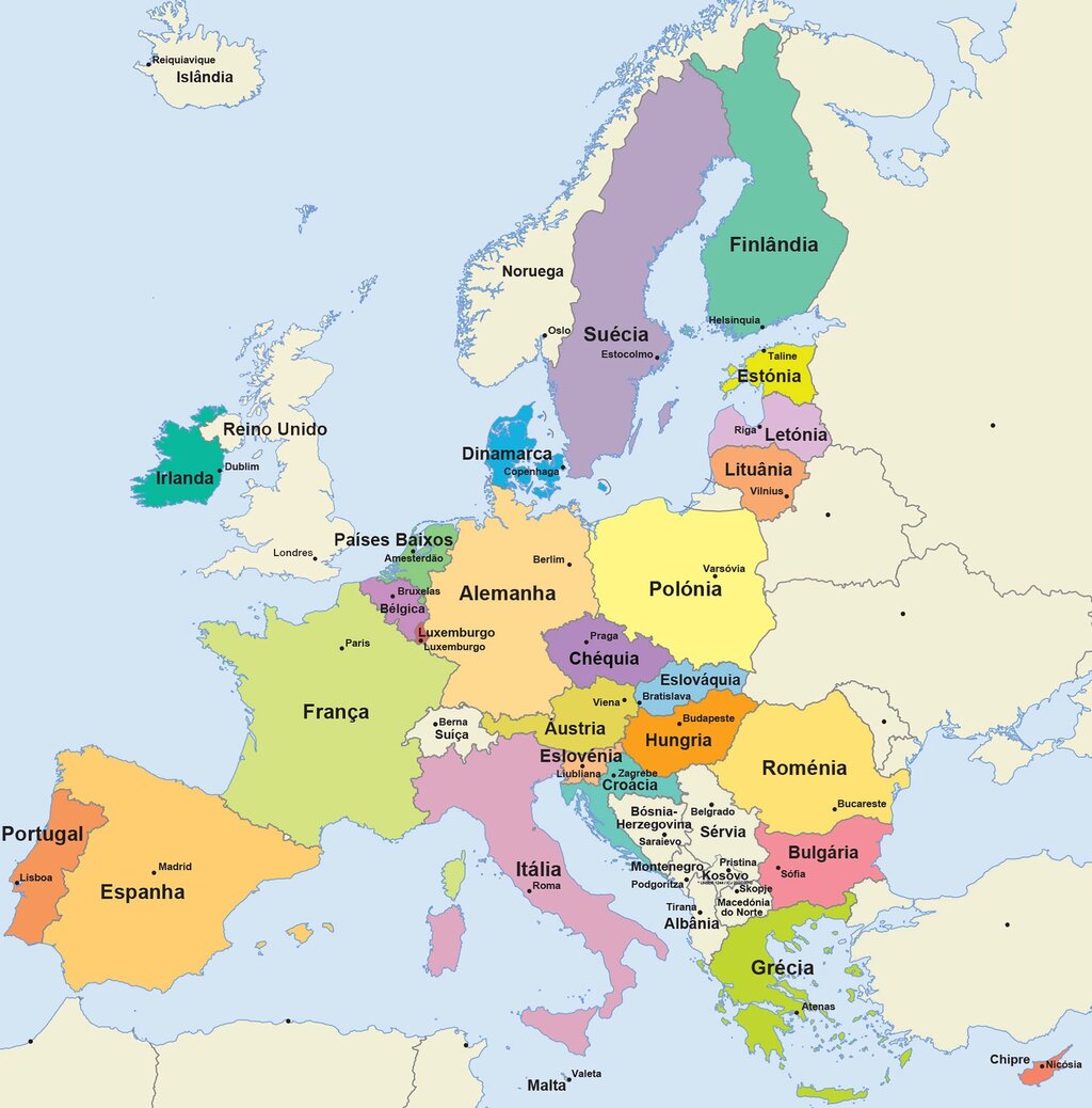 Localização de Portugal dentro da Europa e da União Europeia, 2007.